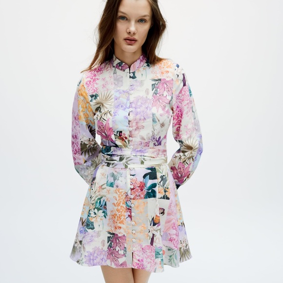 NWT ZARA Linen Floral Print Dress Blogger Favorite - Picture 13 of 16